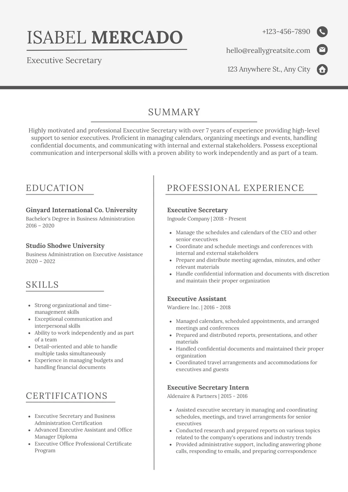 Gray and White Simple Clean Resume