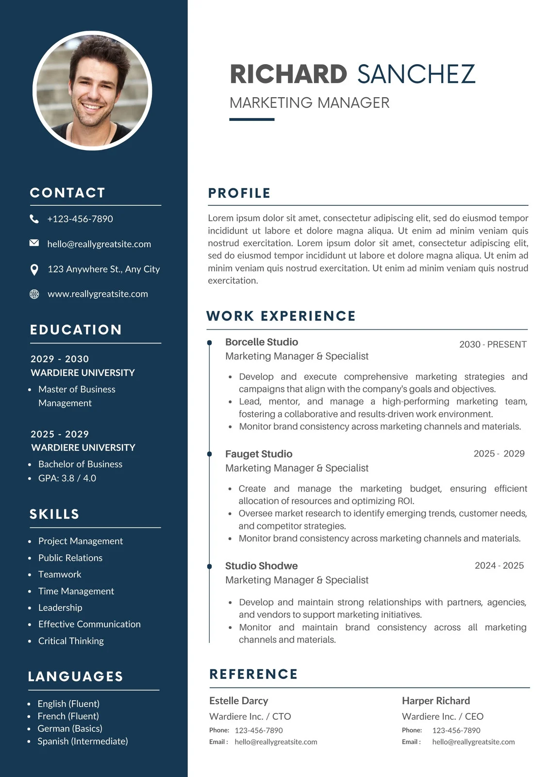 Blue Simple Professional CV Resume