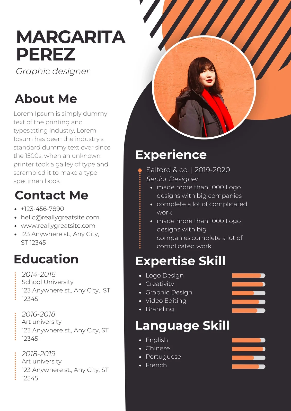 Orange Professional Cv Resume