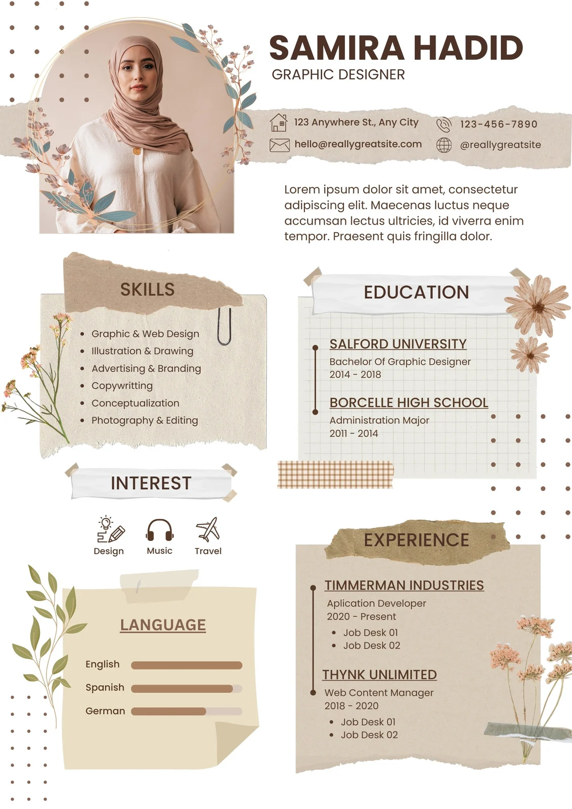 White And Brown Vintage Resume