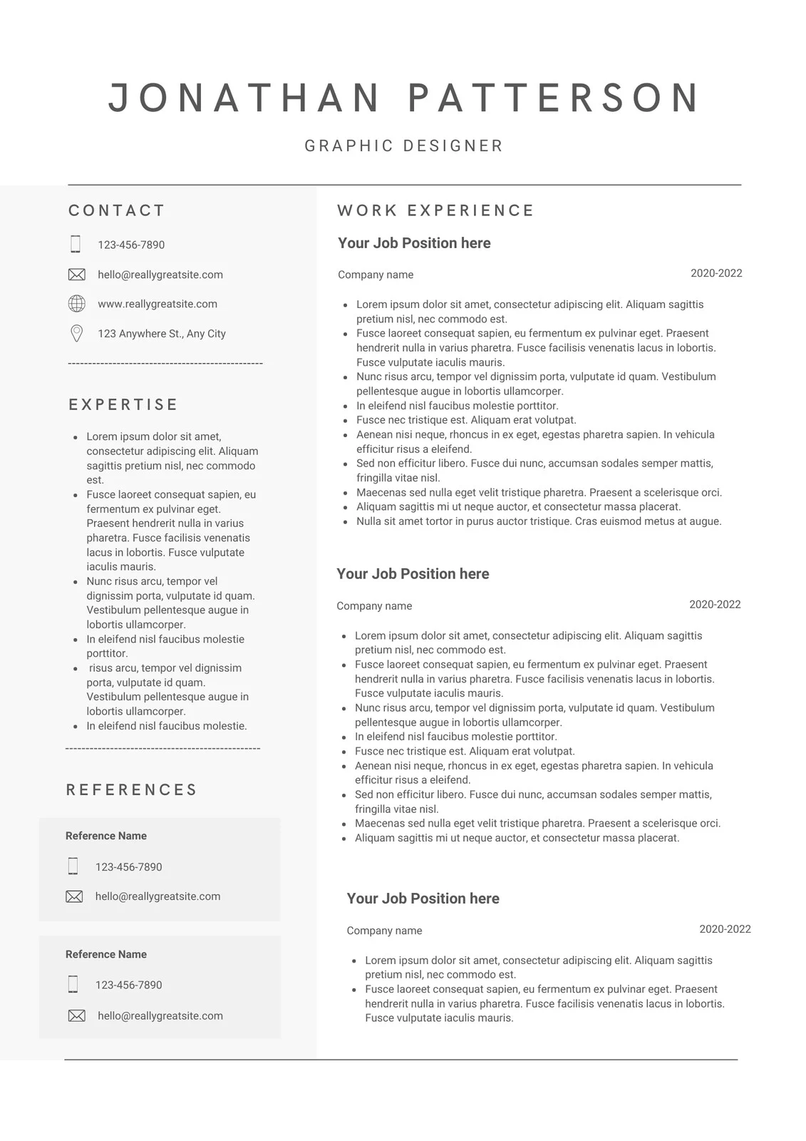 Minimalist White and Grey Professional Resume