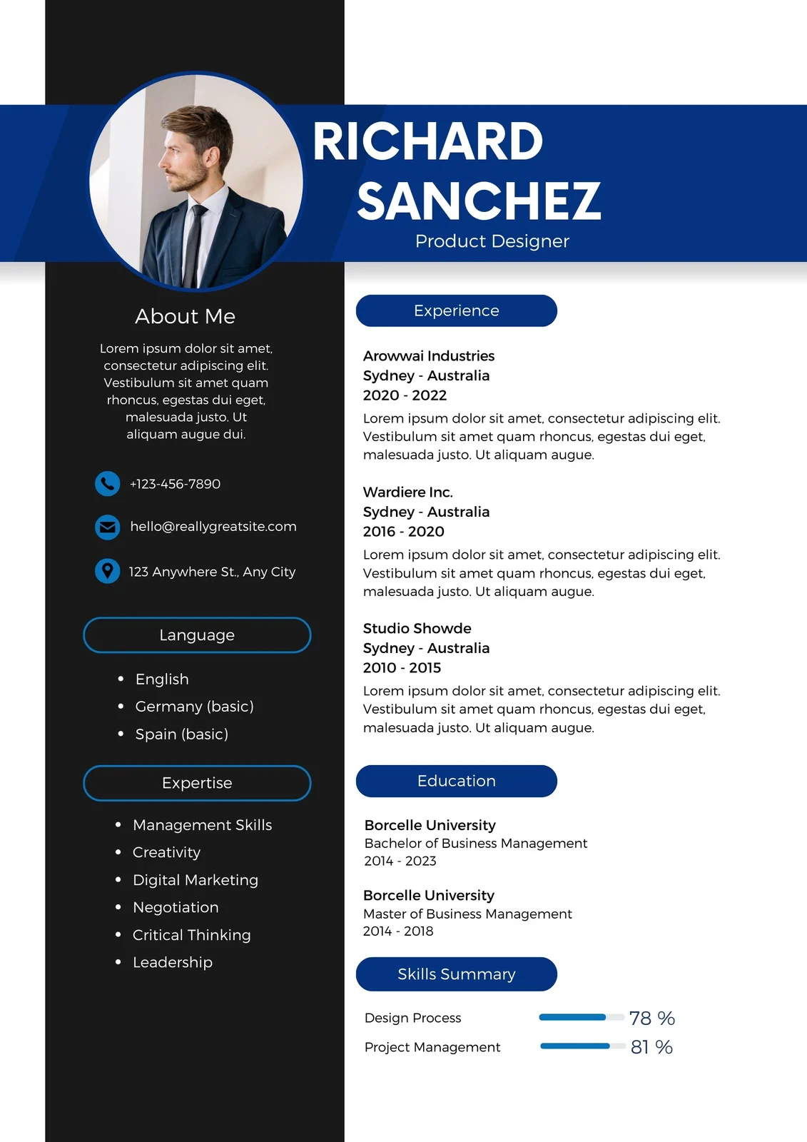 Black Modern Professional Resume