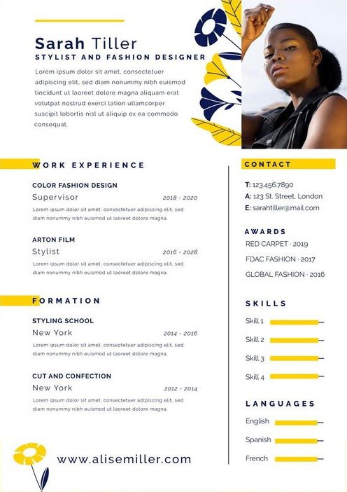 Floral simple design fashion resume