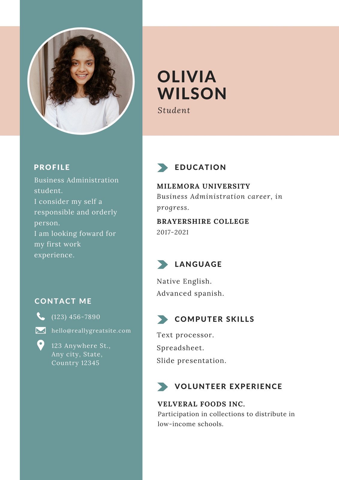 White Simple Student CV Resume